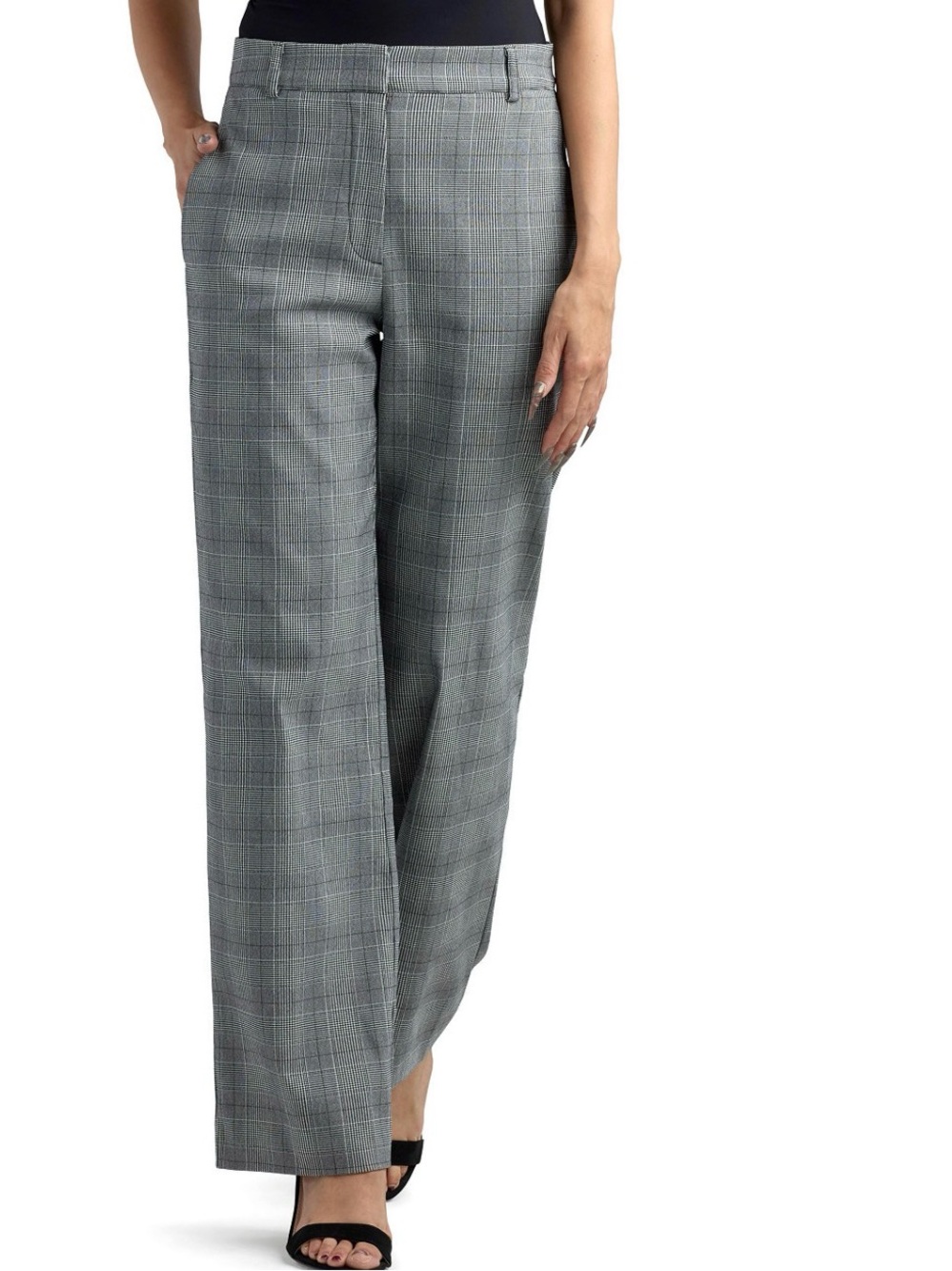 BCX Gray Plaid Wide-Leg Pants